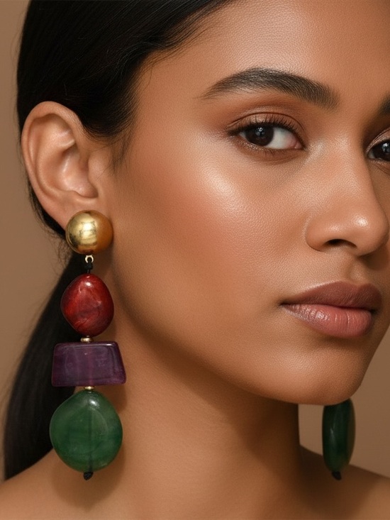 Jewelry - Multistone Gold Drop Earrings